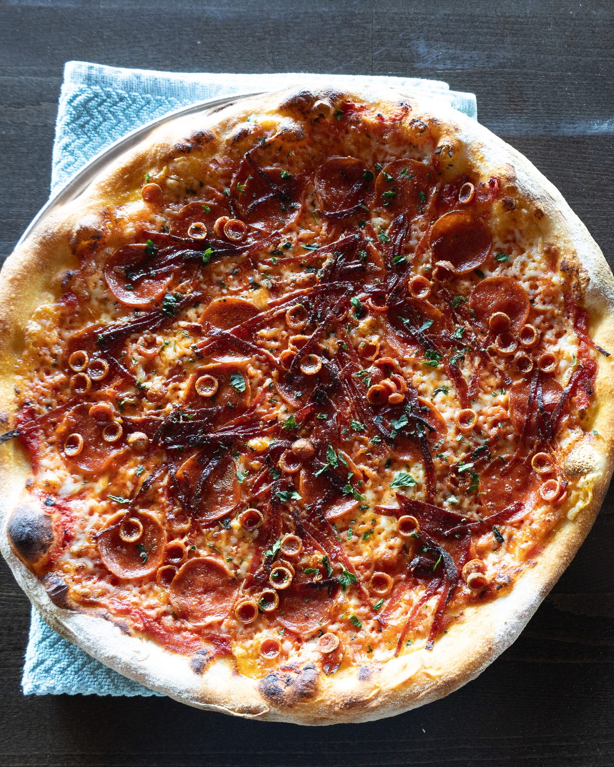 Triple Pepperoni brick-oven pizza